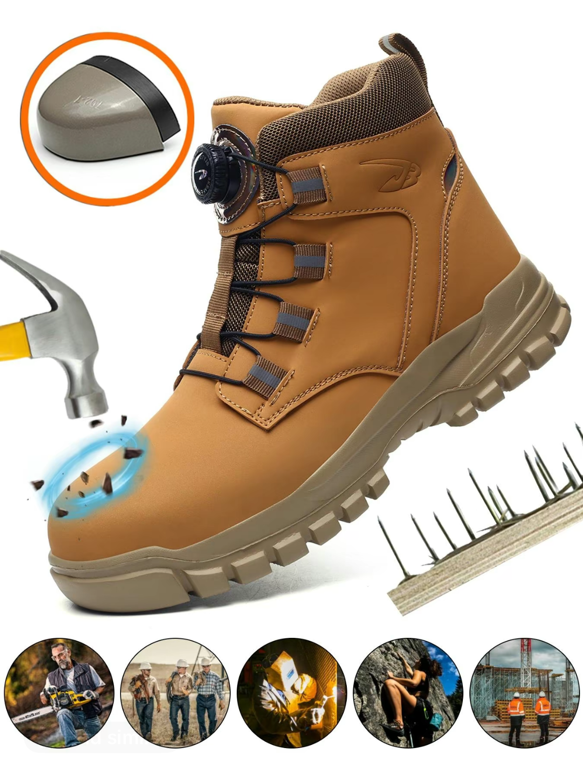 Men's Steel Toe Work Shoes, Breathable Comfortable Safety Shoes, for Outdoor Work, Steel Toe Shoes, Steel Toe Trainers